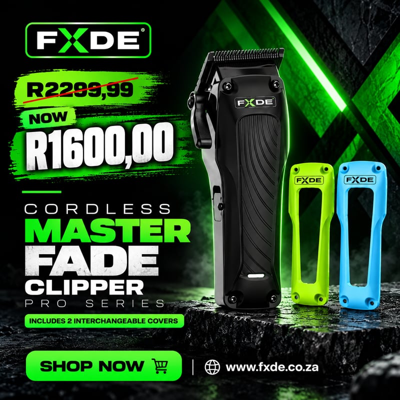 FXDE Cordless Master Fade Clipper Pro Series with 2 covers, was R2 299,99, now R1 600,00